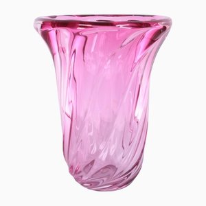 Grand Vase Cranberry Vintage en Cristal de Val Saint Lambert