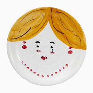 Round Plate of the Redhead by Le Ceramiche by Domenico Principato