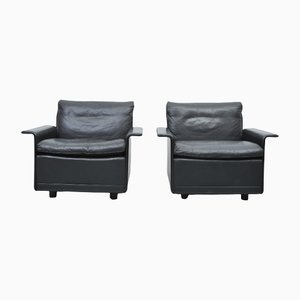 620 Black Leather Armchair by Dieter Rams for Vitsoe, Set of 2