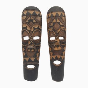 Máscaras africanas de madera. Juego de 2