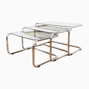 Tavolini ad incastro in stile Bauhaus, anni '70, set di 3