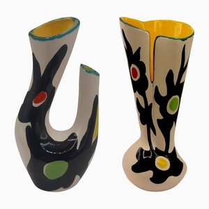 Vintage French Porcelain Vases by G.F. Fait Main, Set of 2