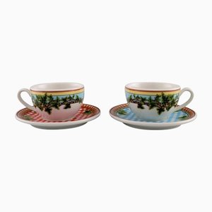 20th Century Cups & Saucers by Gianni Versace for Rosenthal, Set of 4