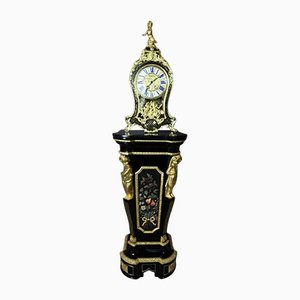 Large Wooden & Brass Inlay Clock