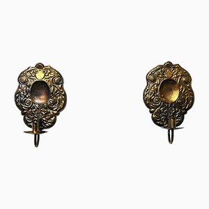 Brass Wall Sconces by Lars Holmström for Arvika, Sweden, 1950s, Set of 2