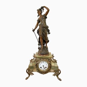 Antique French Spelter & Onyx Clock