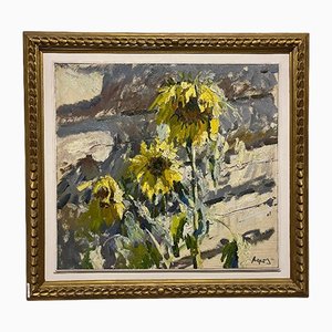 Georgij Moroz, Sunflowers, 1987, Oil on Canvas, Enmarcado