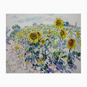 Georgij Moroz, Impressionist Field of Sunflowers, 2000, Oil on Canvas, Framed