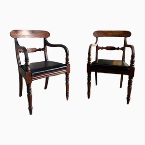 Antique Regency Mahogany Elbow Chairs, Set of 2