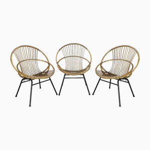 Rattan Terrace Chairs, Set of 3