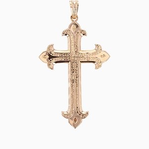 Colgante de cruz francesa de oro rosa de 18 quilates, siglo XX