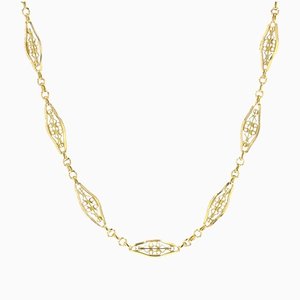 20th Century French 18 Karat Yellow Gold Filigree Chain Necklace