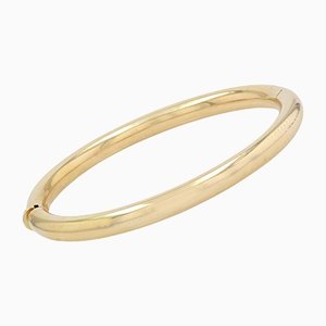 French Modern 18 Karat Yellow Gold Oval Bangle Bracelet