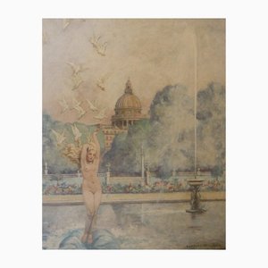 Raphael Delorme, Venus mit Tauben, Öl auf Leinwand, gerahmt