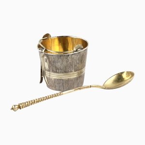 Spoon and Tea Strainer from Viktor Savinkov, Moscow, Russia, 1884, Set of 2