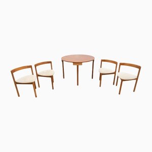 Mid-Century Danish Teak Dining Table & Chairs by Hans Olsen for ABJ Mobler, Set of 5
