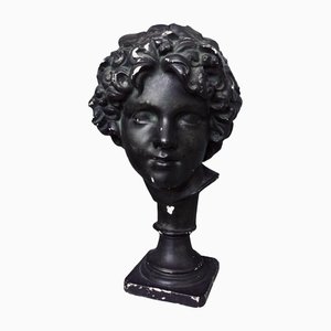 Large Antique French Classical Bronzed Plaster Bust