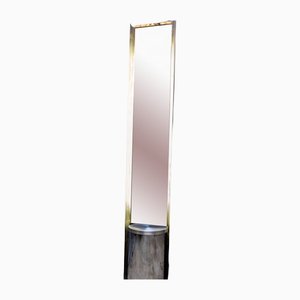 Espejo de suelo italiano moderno de acero retroiluminado