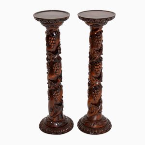 Victorian Style Carved Wood Columns, 1960s, Set of 2