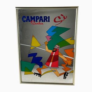 Espejo de pared publicitario Campari Soda Sì italiano vintage, años 80
