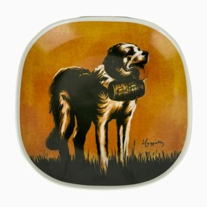 Posters Series Display Plate with St Bernard Dog by Richard Ginori for Campari, Italy, 1980s