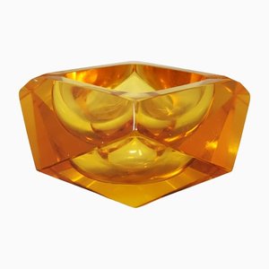 Posacenere color ocra di Flavio Poli per Seguso, Italia, anni '60