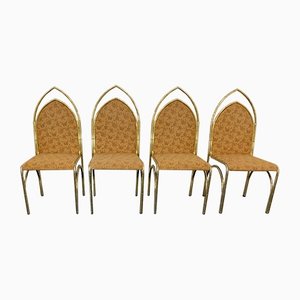 Bamboo-Shaped Dining Chairs in Brass, Set of 4
