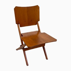 Silla plegable con estructura de madera maciza de Franco Albini para Poggi, 1952