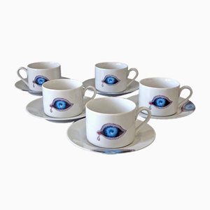 Tasses en Porcelaine par Salvador Dali, Set de 5