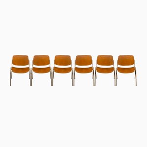 Stackable Chairs in Aluminum, Metal & Beech by Giancarlo Piretti for Castelli / Anonima Castelli, Set of 6