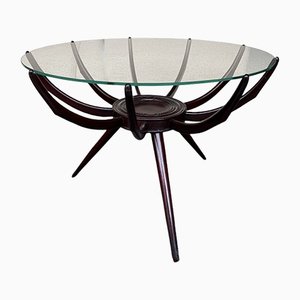 Mid-Century Italian Wood and Glass Spider Coffee Table by Carlo De Carli, 1950s