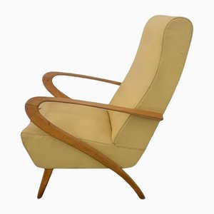 Armchair in Curved Beech and Leatherette by Paolo Buffa, 1950s
