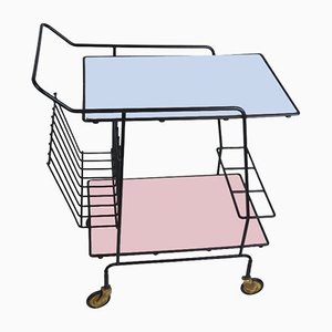 Mid-Century Pink & Blue Serving Bar Cart, 1960s