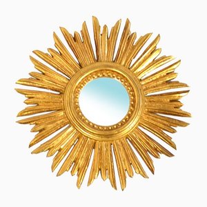 Large Vintage Golden Sunburst Mirror, 1960s