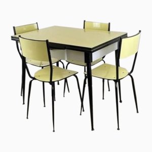 Italian Dining Table with 4 Chairs, 1950s