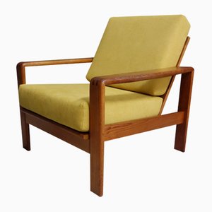 Danish Teak and Yellow Fabric Chair, 1960s