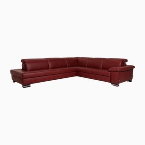 Red Leather Corner Sofa Couch from Ewald Schillig