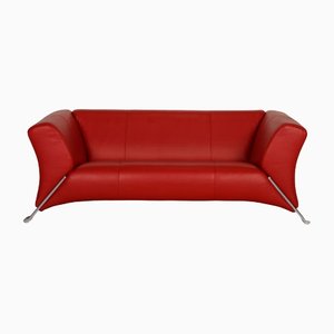 Sofá de dos plazas 322 de cuero rojo de Rolf Benz