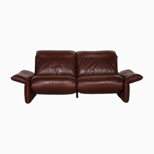 Red Leather Koinor Elena Two-Seater Couch with Relax Function