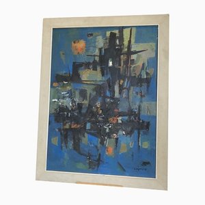 Mady Epstein, Composition abstraite, 1962, Huile sur Toile, Encadrée