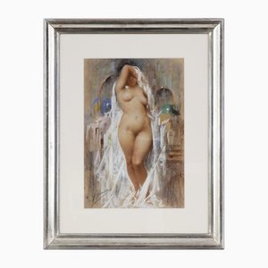 Fausto Giusto, Femme Nue, 1923, Pastel on Paper, Framed