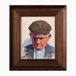 Manuel Blesa, Elder, Study of an Old Man, 20th-century, Oil on Board, Framed