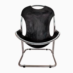 Bauhaus Style Tubular Metal and Faux Leather Collection Chair, 1970s