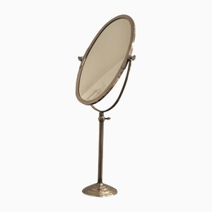 Large French Nickel Standing Mirror