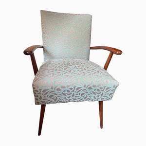 Mid-Century Textile and Wood Armchair