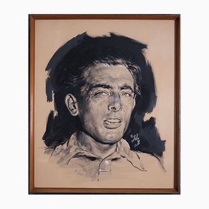 Rinaldo Geleng, Portrait of Fausto Coppi, Ink on Paper