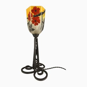Art Nouveau Table Lamp in Wrought Iron