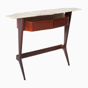 Italian Sculptural Wooden Console Table with Marble Top, 1950s