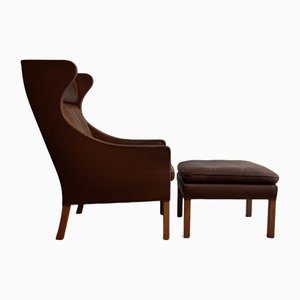 2204 Wingback Chair with 2202 Ottoman by Børge Mogensen for Fredericia, 1960, Set of 2