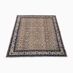 Square Turkish Kayseri Rug Hand Knotted in Beige Wool